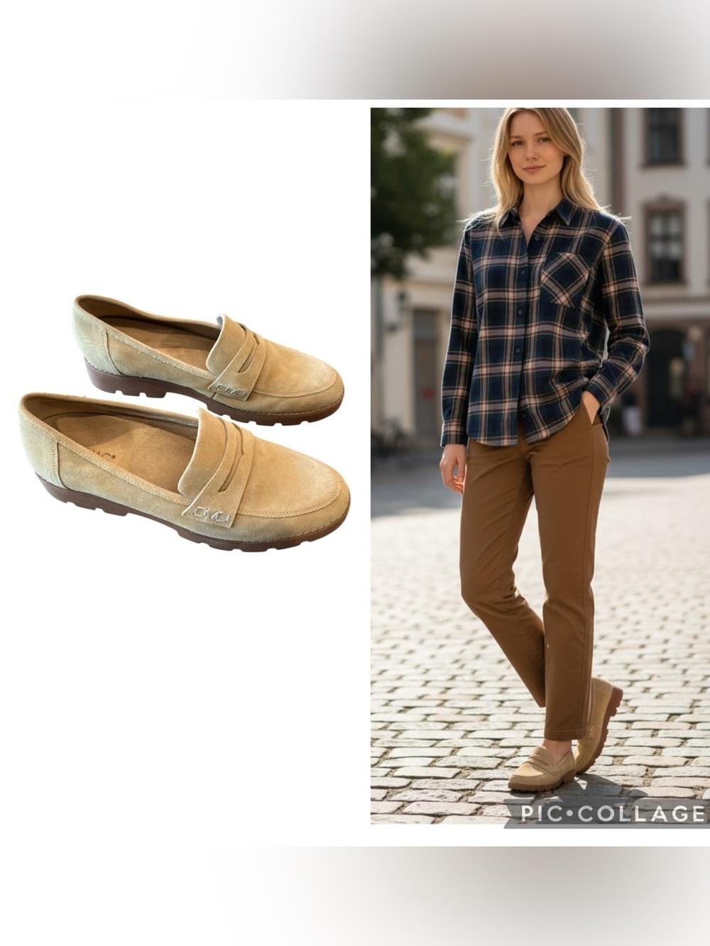 Vionic Cheryl II Sand Suede Penny Loafers Lug Sole Comfort Shoes Size 9.5